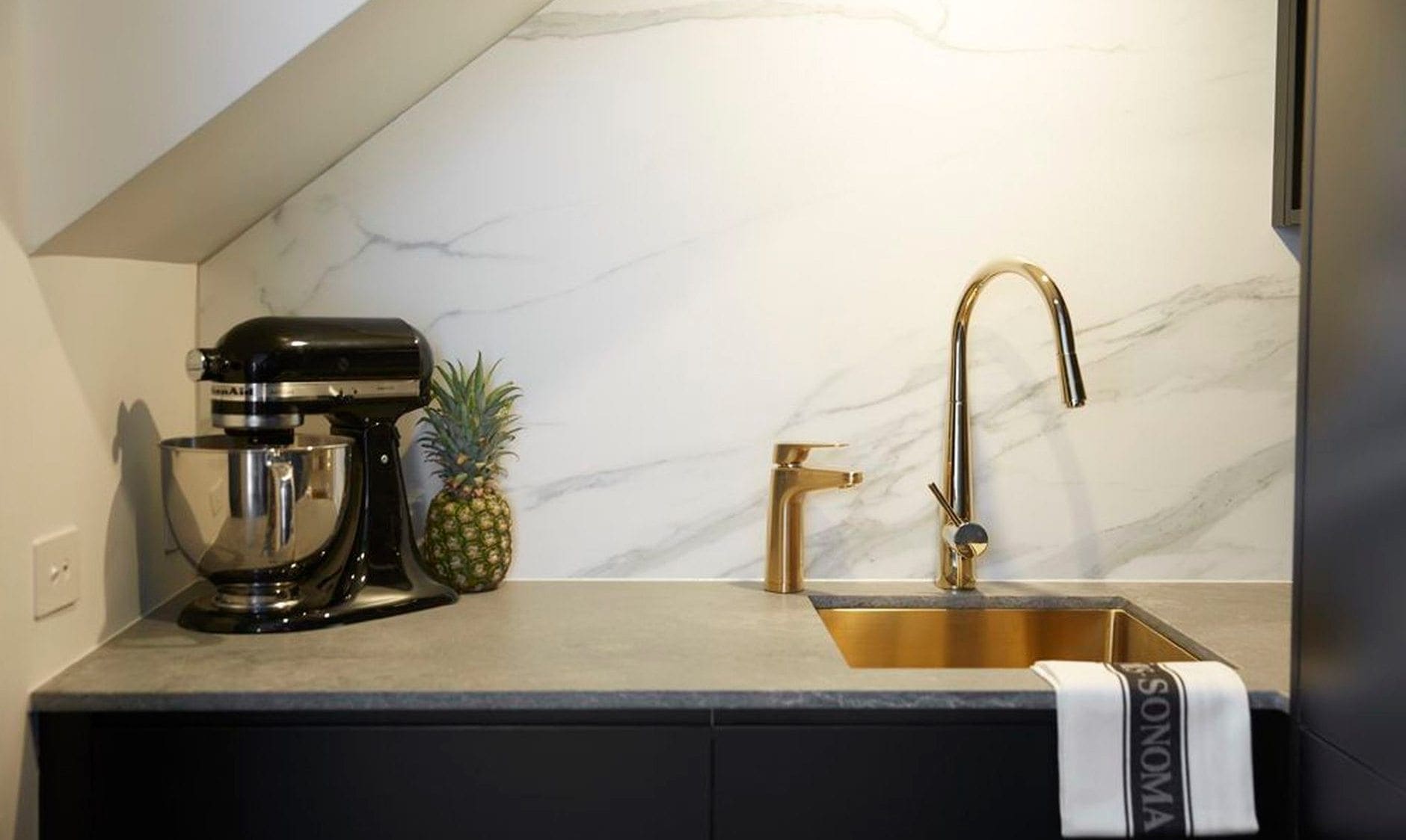 Urban Brass XL dispenser in kitchen