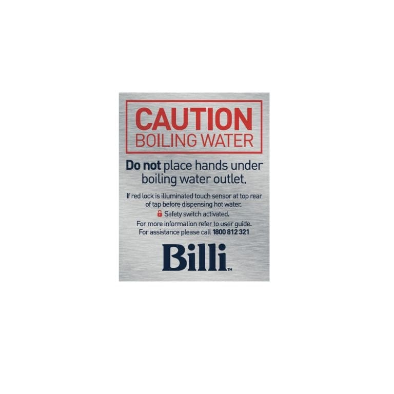 Label Caution 'Boiling Water' Billi Australia Pty Ltd